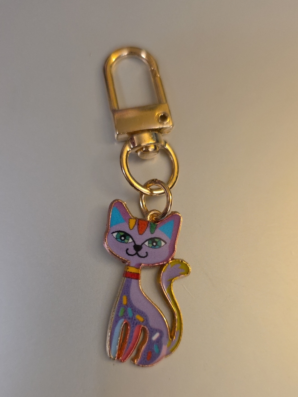CAT  ZIPPER Pull purse charm Or Charm bracelet Lobster claw clip closure